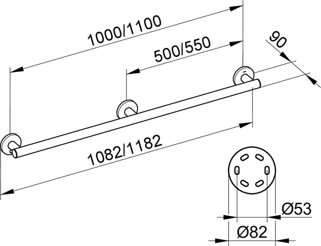 Keuco Haltegriff Plan Care silber-eloxiert, 1182mm 34901171100