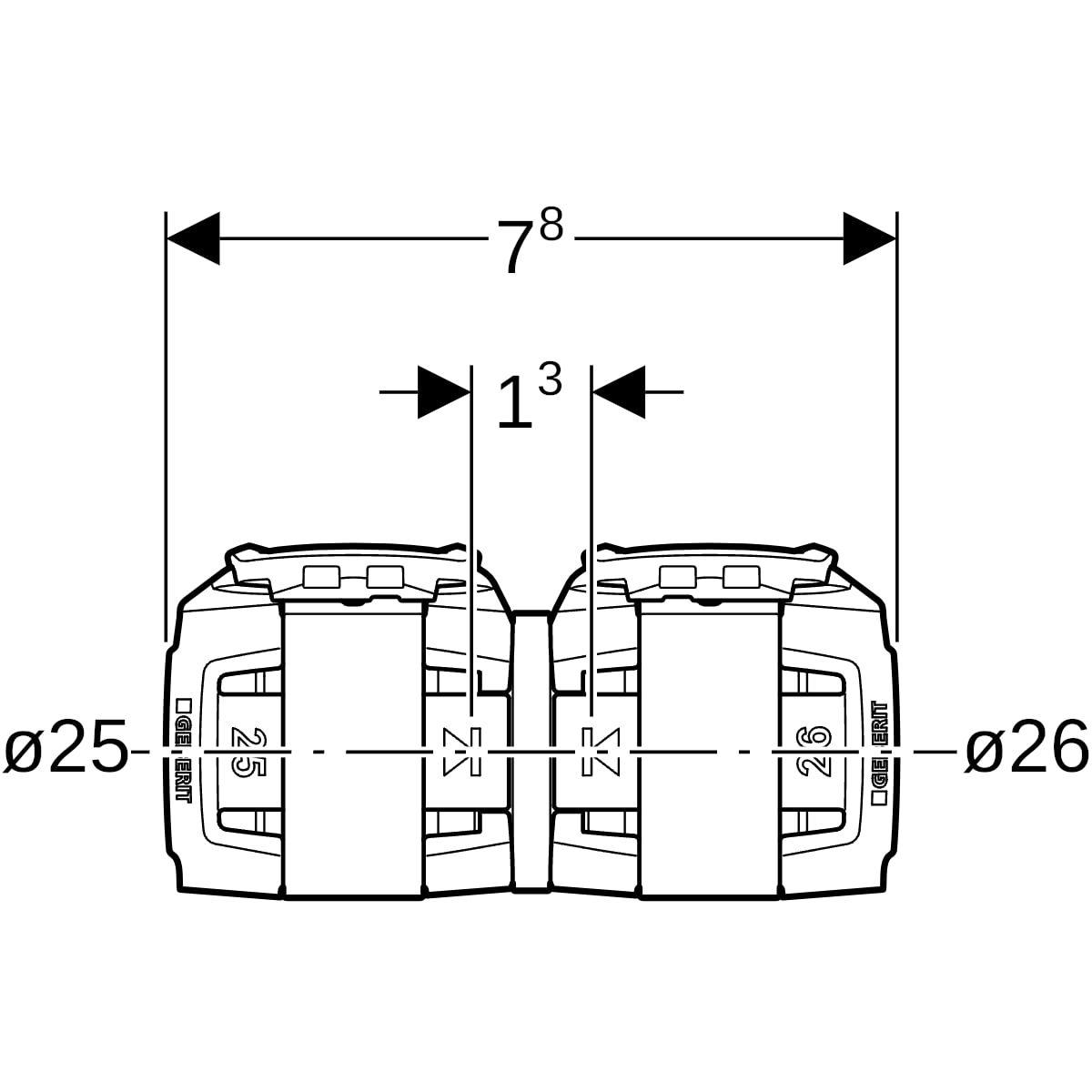 Geberit FlowFit Übergang auf Mepla SiBr d25-d26 620.092.00.1