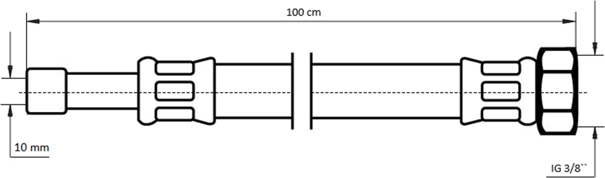 Neoperl NEOFLEX Panzerschlauch DN8 Rohrstutzen x IG, 10mm x 3/8" 100cm 66860710