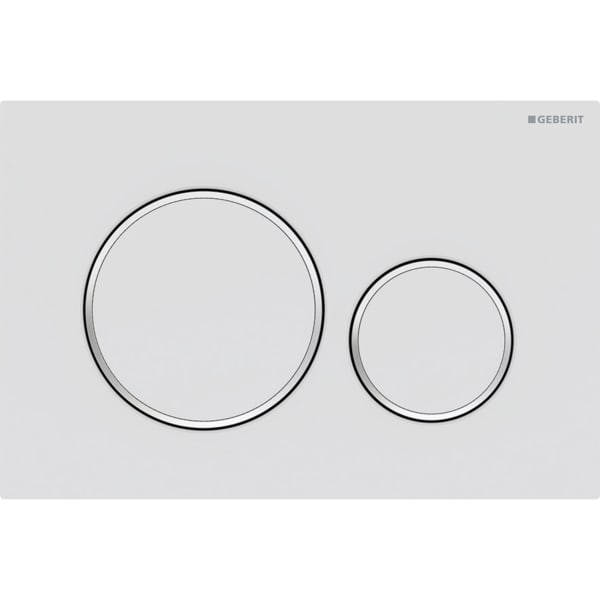 Geberit Sigma20 Betätigungsplatte, für 2-Mengen-Spülung weiß matt lackiert, Easy to clean / hochglanz-verchromt 115.882.JT.1