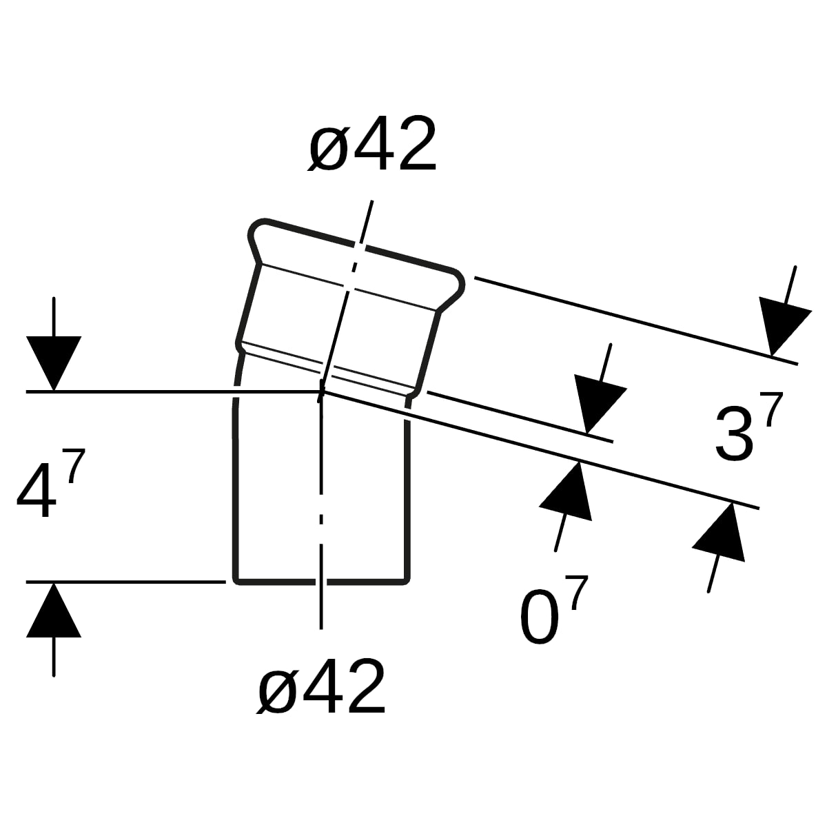 Geberit Mapress Edelstahl Bogen 15 Grad d42 mit Einschubende 36116