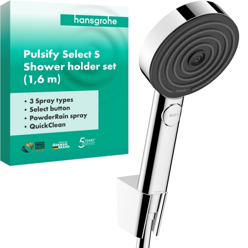 Hansgrohe Porterset Pulsify Select S 105 3 jet mit Brauseschlauch 1600mm chrom 24303000