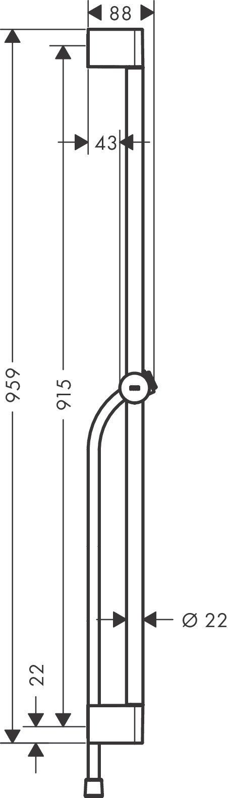 Hansgrohe Brausestange Unica/Pulsify 900mm mit Push Schieber und Brauseschlauch weiß matt 24401700