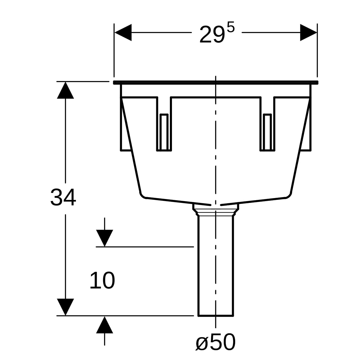 Geberit Trichter rechteckig d50 352.389.08.1