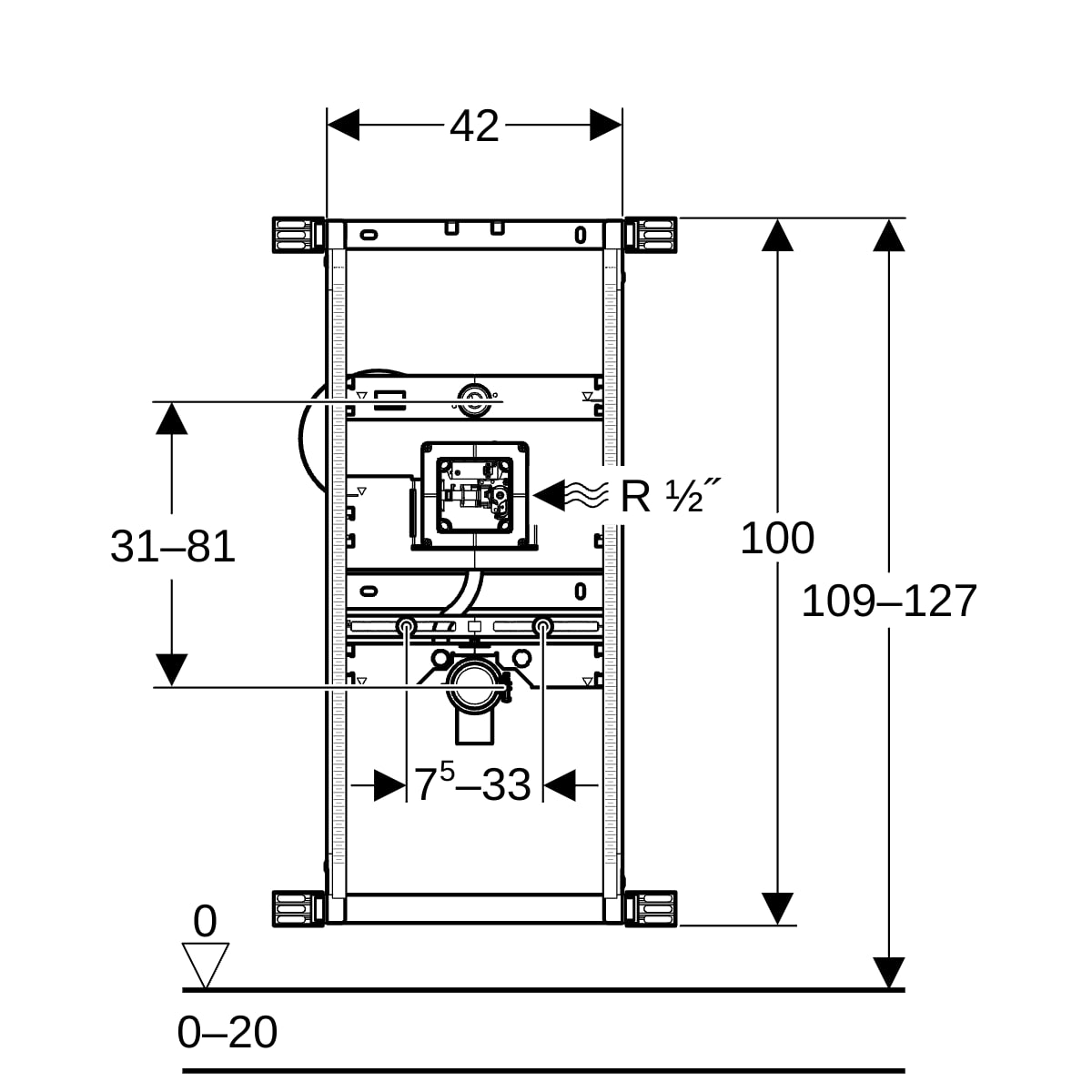 Geberit Kombifix Element für Urinal 109-127cm Universal, verdeckte Steuerung 457.689.00.1