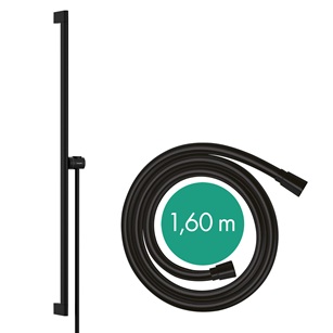 Hansgrohe Unica Brausestange S Puro 900mm mit Easy Slide Handbrausehalter und Isiflex Brauseschlauch 1600mm, Mattschwarz 24405670