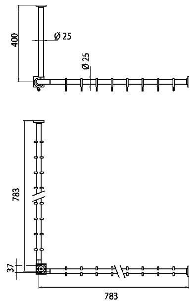 Emco Duschvorhang-Set System2 2 Duschvorhangstangen 800mm, 2x Duschvorhangstange 2x Befestigung, 16x Ringe, chrom 358700120