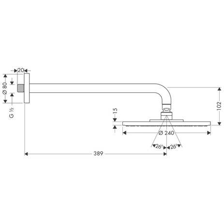 Hansgrohe Tellerkopfbrause Raindance Air 240mm chrom 9, 4 l/min mit Brausearm 27461000