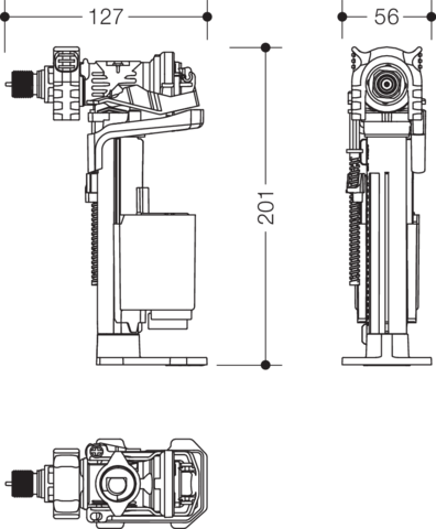 HEWI Füllventil Spülkasten System S 50, für Spülkasten OLI120 Plus der WC-Module S50.02... (ab 12/2016) 66264