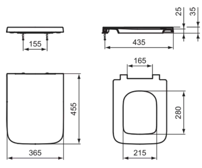 Ideal Standard WC-Sitz Blend Cube seidenweiß 365x455x35mm T3926V1