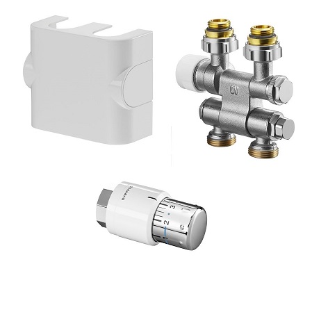 Oventrop Anschluss-Set für Badheizkörper "Multiblock TF/Uni SH", schwenkbar, weiß 1184135