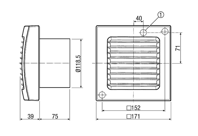 Maico Kleinraumventilator ECA 120 24 V Sicherheits-Kleinspannung, DN120 0084.0019