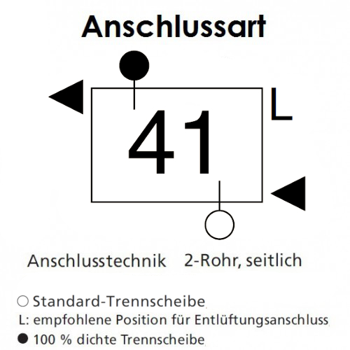 Arbonia Mehrpreis zu Heizwand für Anschlussart 41 - Rechts unten