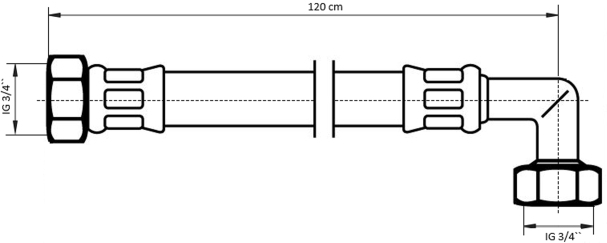 Neoperl NEOFLEX Panzerschlauch DN13 IG x IG gebogen, 3/4" x 3/4" 120cm 66882120