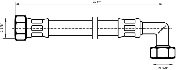 Neoperl NEOFLEX Panzerschlauch DN8 mit VS IG x IG gebogen, 3/8" x 3/8" 20cm 63425020