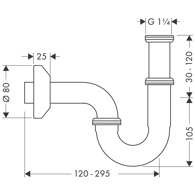 Hansgrohe Röhrensifon DN32 installationsfreundlich chrom 53010000