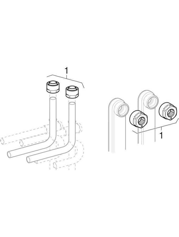 Geberit Mepla Set Anschluss-T-Stück für Vorlauf/Rücklauf mit Anschlussverschraubung d20-15-20 612.361.22.7