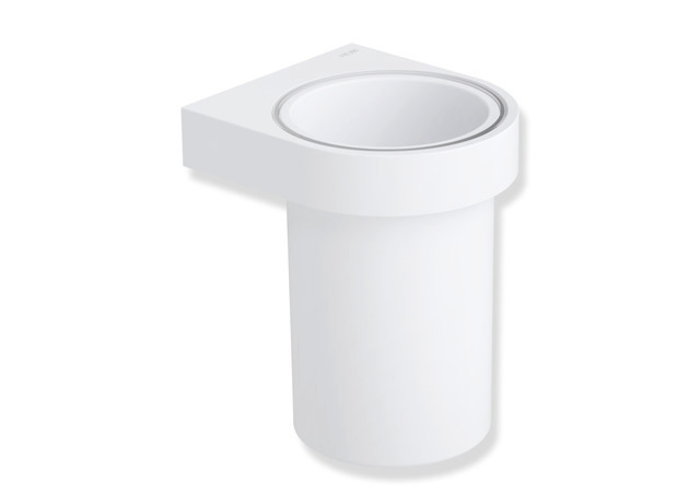 HEWI Becher mit Halter, Halter Metall, Becher Polyamid, matt, weiß matt 800.04.11060 AS