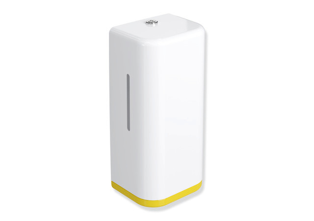 HEWI SENSORIC Elektronischer Schaumseifenspender, Korpus signalweiß, Rahmenelement / Entnahmeöffnung, 500ml, senfgelb 477.06.10398 18