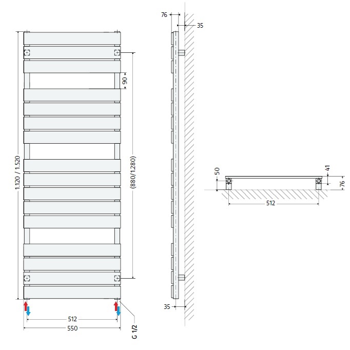 HSK Badheizkörper Lavida H: 1120 L: 550 mm, Sonderlackierung 8915112-96