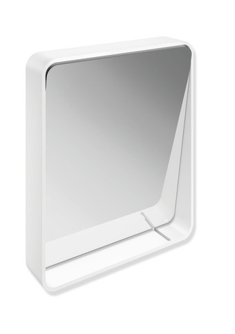 HEWI Kippspiegel, Spiegel Floatglas mit eingearbeiteter Splitterschutzfolie und Rahmen Aluminium rechteckig, weiß tiefmatt 800.01.10160 DX