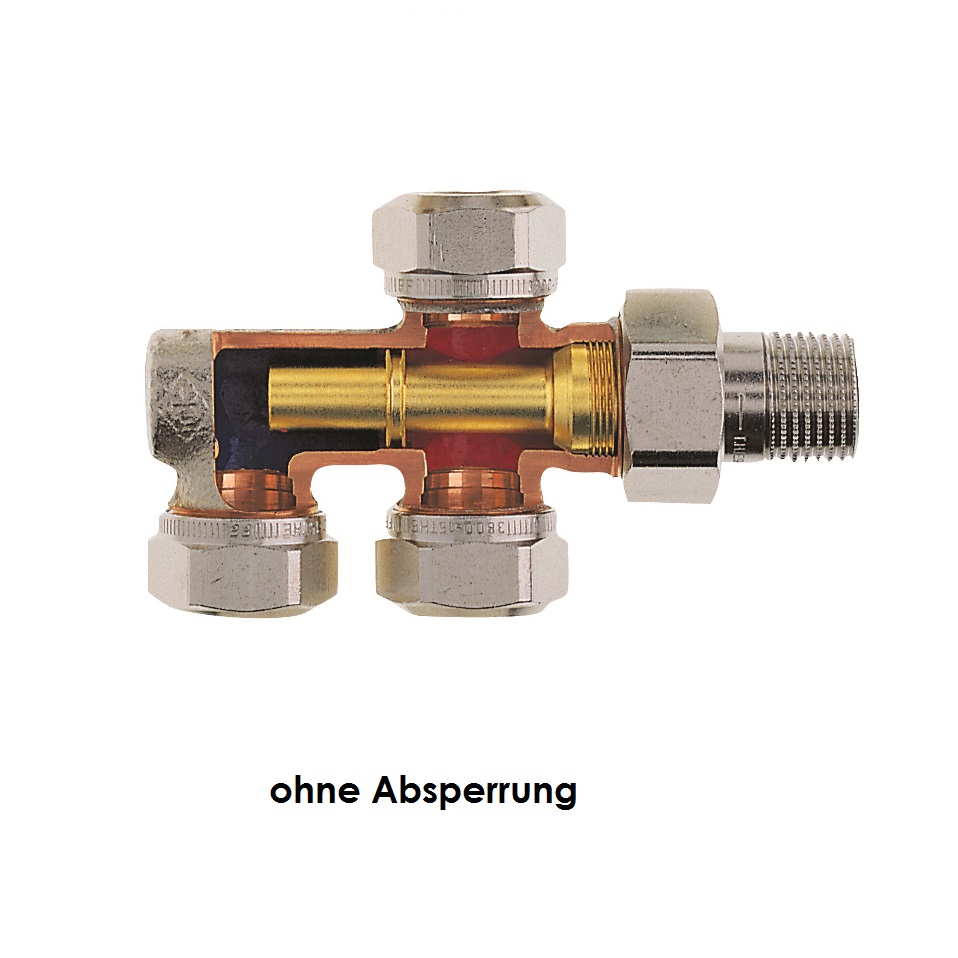 Heimeier Einrohrverteiler Duolux Einrohr ohne Absperrung für Einrohr-Heizungen, DN15 (1/2") 3802-02.000