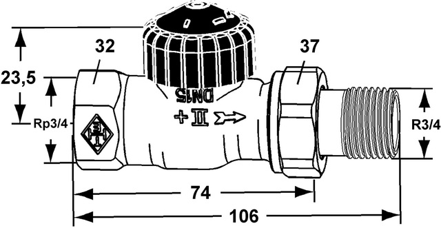 Heimeier Thermostatventil Standard 3/4" Durchgang DN20 2202-03.000