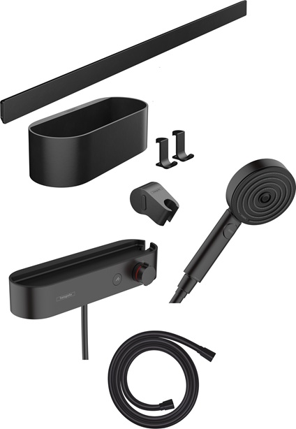 Hansgrohe Bundle WallStoris 105 3 jet Brausethermosstat 700 mattschwarz 24250670