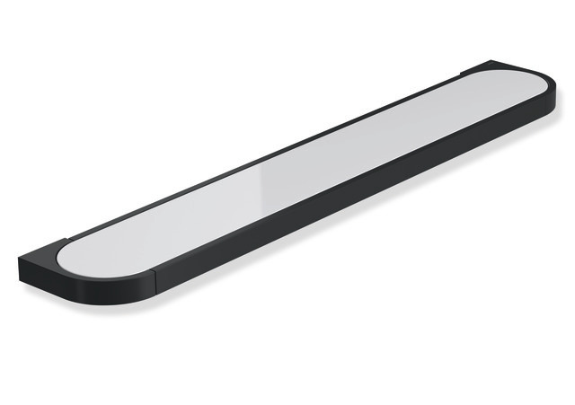 HEWI Ablage, Halter Metall, Platte Acrylglas, 600mm breit, 100mm tief, Wandmontage, schwarz matt 800.03.10060 CV