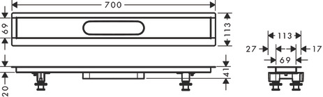 Hansgrohe Installationsset RainDrain 700mm für Duschrinnen Fertigsets 56011180