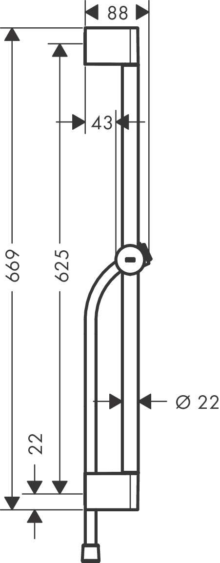 Hansgrohe Brausestange Unica/Pulsify 650mm mit Push Schieber und Brauseschlauch weiß matt 24400700