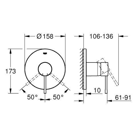 Grohe Essence Einhand-Brausebatterie supersteel Fertigmontageset 24168DC1