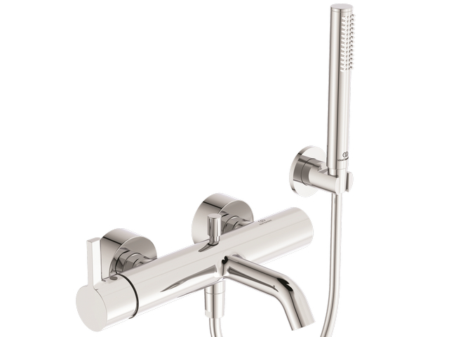 Ideal Standard Badearmatur AP JOY, mit Stab-Handbrause Brauseschlauch und Wandhalter, chrom BC787AA