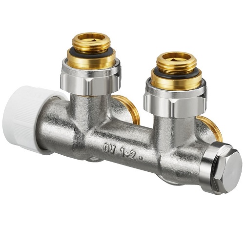 Oventrop Anschlussarmatur "Multiblock T" 1/2"AG x 3/4"AG, 1-und 2-Rohr, Eck 1184034