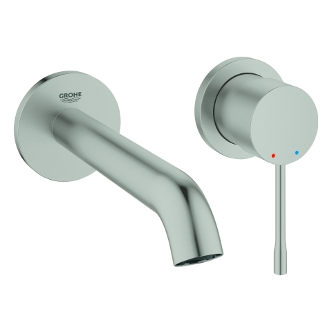 Grohe 2-Loch-Waschtisch-Wandbatterie Essence supersteel Fertigmontage-Set Ausladung 183mm 29192DC1