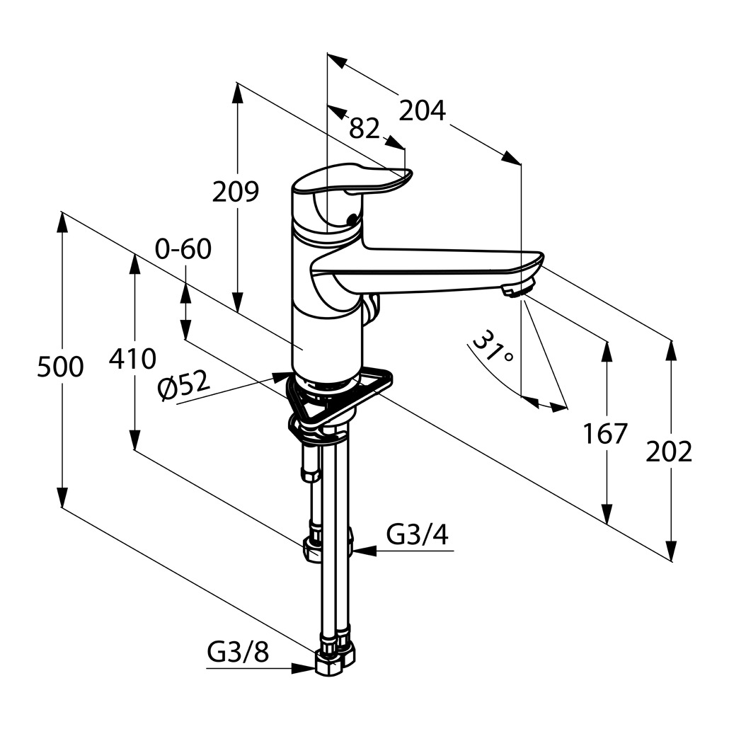Kludi Objekta Spültisch-Multi-Einhandmischer 204mm chrom, ein Anschluss für Wasch-/ Spülmaschine, Niederdruck 325770575
