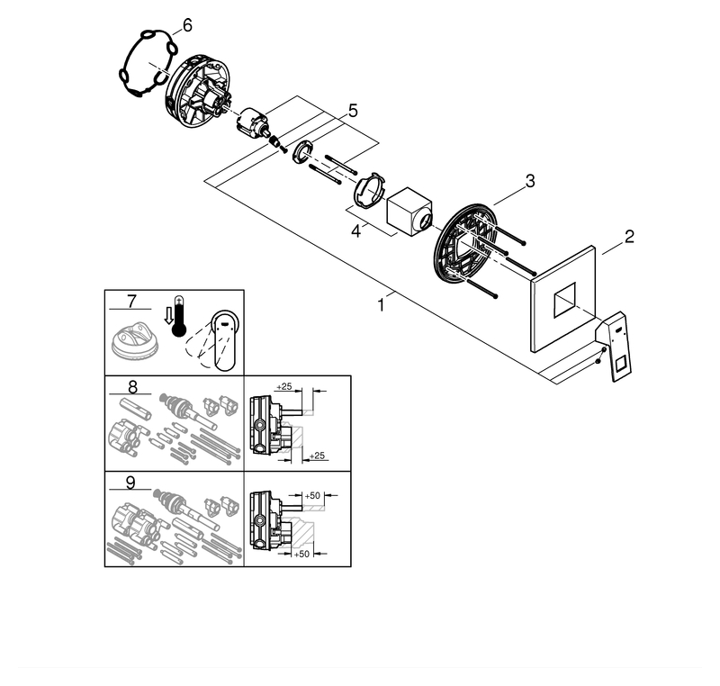 Grohe Einhand-Brausebatterie Eurocube supersteel Fertigmontage-Set für Rapido SmartBox 24061DC0