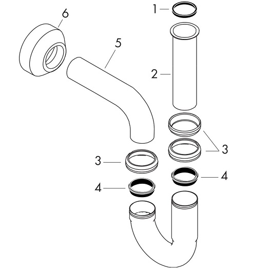 Hansgrohe Röhrensifon DN32 installationsfreundlich chrom 53010000