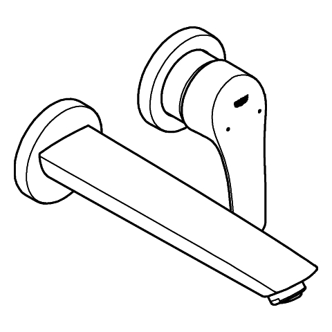 Grohe 2-Loch-Waschtisch-Wandbatterie Eurosmart chrom Fertigmontage-Set für 23571 Ausladung 209mm 29338003