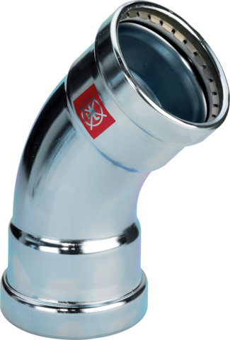 Viega Prestabo Bogen 45 Grad mit SC-Contur 1126XL in 76,1mm Stahl verzink 597610