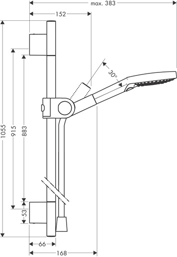 Hansgrohe AXOR Uno Brauseset 900mm mit Handbrause 120 3jet, Brushed Nickel 27987820