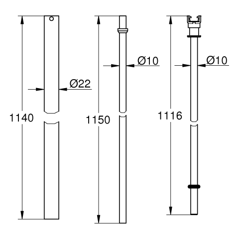 Grohe Ersatzrohr für Euphoria Duschsysteme 48053 15cm länger chrom 48053000