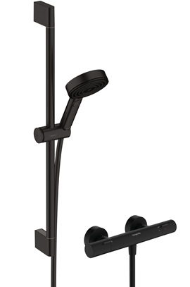 Hansgrohe Brausesystem Pulsify Select S 105 3 jet Eco Relaxation Ecostat Fine Brausestange 650mm schwarzmatt 24262670