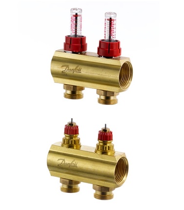 Danfoss Fussbodenheizungs-Verteiler FHF-2F, 2 Kreise, mit Durchflussanzeige 088U0522