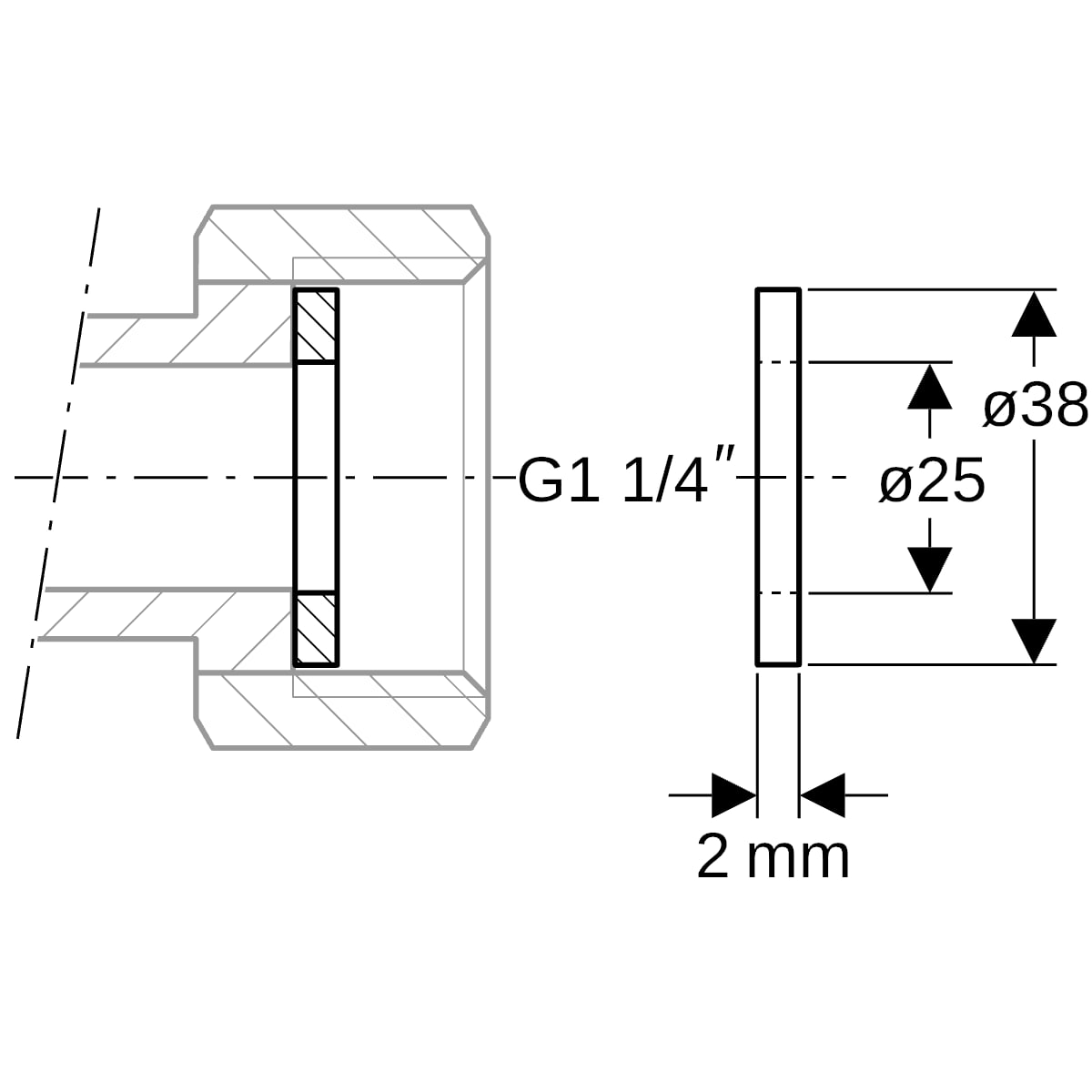 Geberit Mapress Flachdichtung Faserverbundwerkstoff d38xdi25.0x2 600.083.00.1