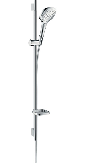 Hansgrohe Brauseset Raindance Select E 120 3jet EcoSmart mit Brausestange 900mm und Seifenschale, Chrom 26623000