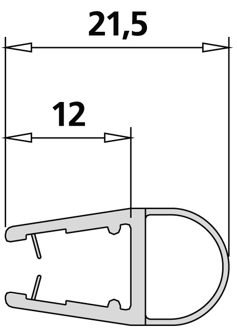 Kermi Dichtleiste für Pendeltür 1-flügelig (AT 1TR/L), Pendeltür 1-flügelig mit Festfeld (AT 1FR/L) 6004125