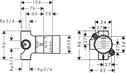 Hansgrohe Ab- und Umstellventil Trio Grundkörper universal 15981180