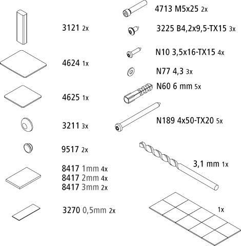 Kermi Set Montagekleinteile für LI H2R/L 2539335