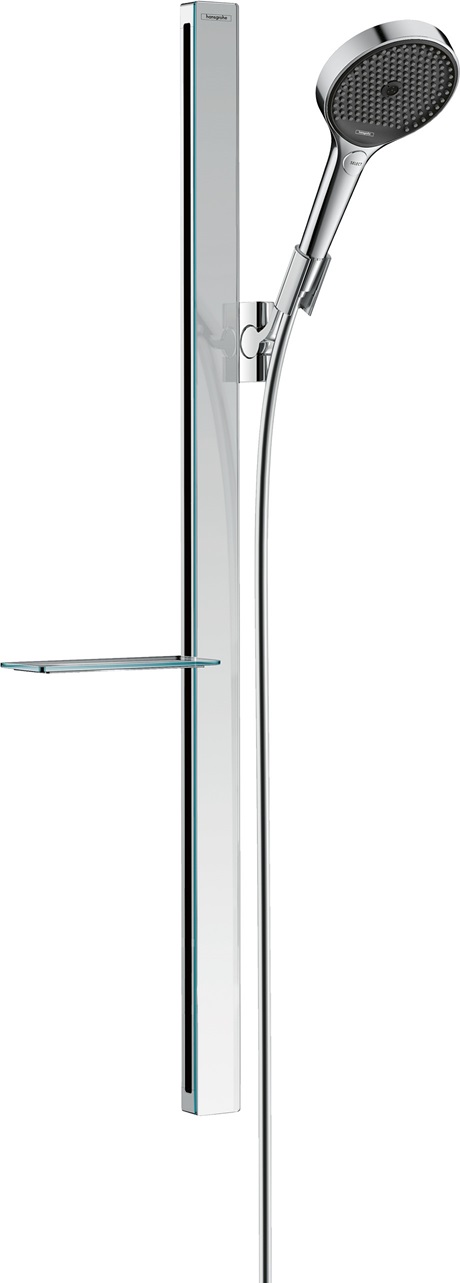 Hansgrohe Rainfinity Brauseset 130 3jet mit Brausestange 900mm und Ablage, Chrom 27671000